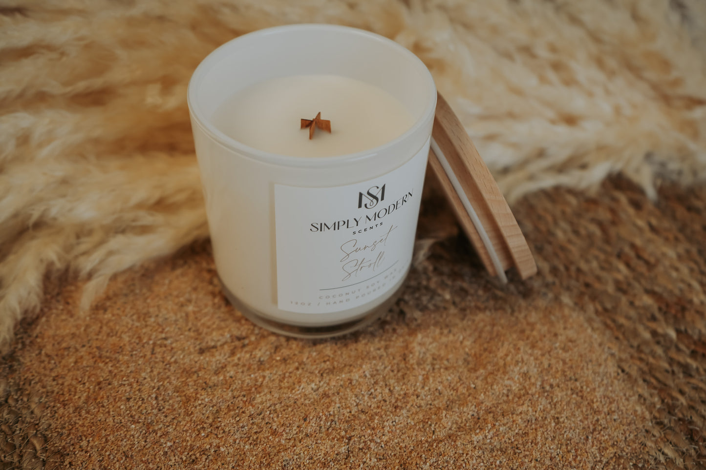 Sunset Stroll | White | Wood-Wick Coconut Soy Wax Candle