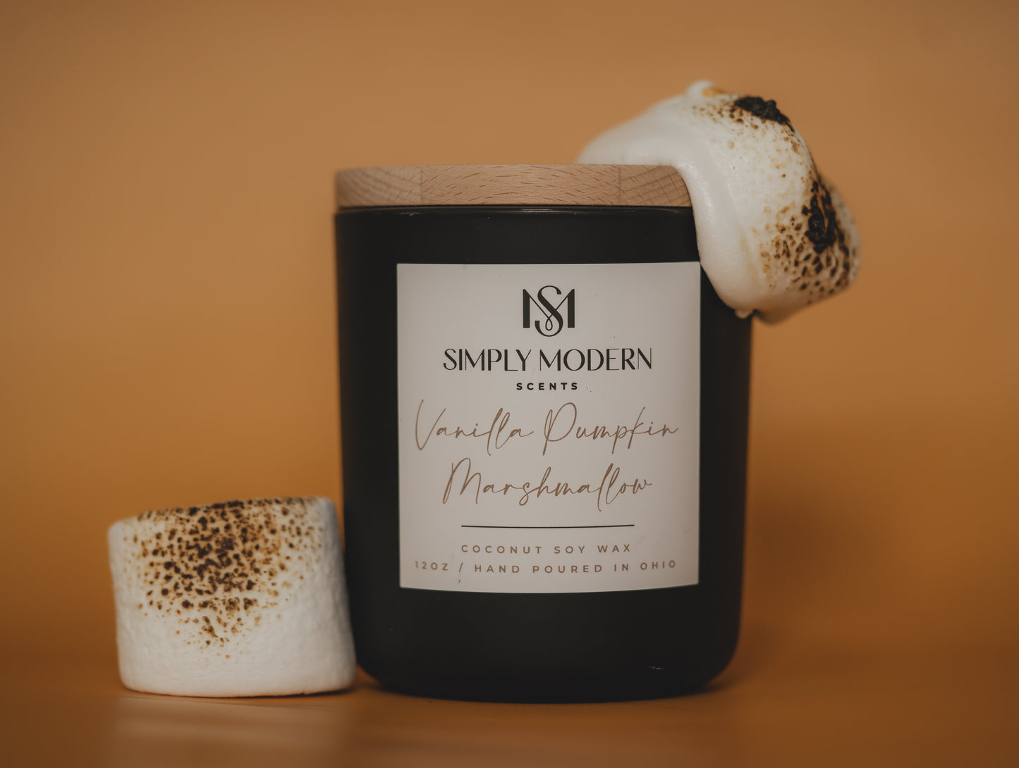 Vanilla Pumpkin Marshmallow | Black | Wood-Wick Coconut Soy Wax Candle