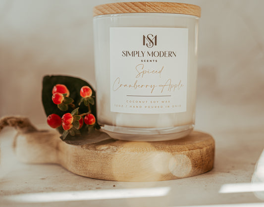 Spiced Cranberry Apple | White | Wood-Wick Coconut Soy Wax Candle