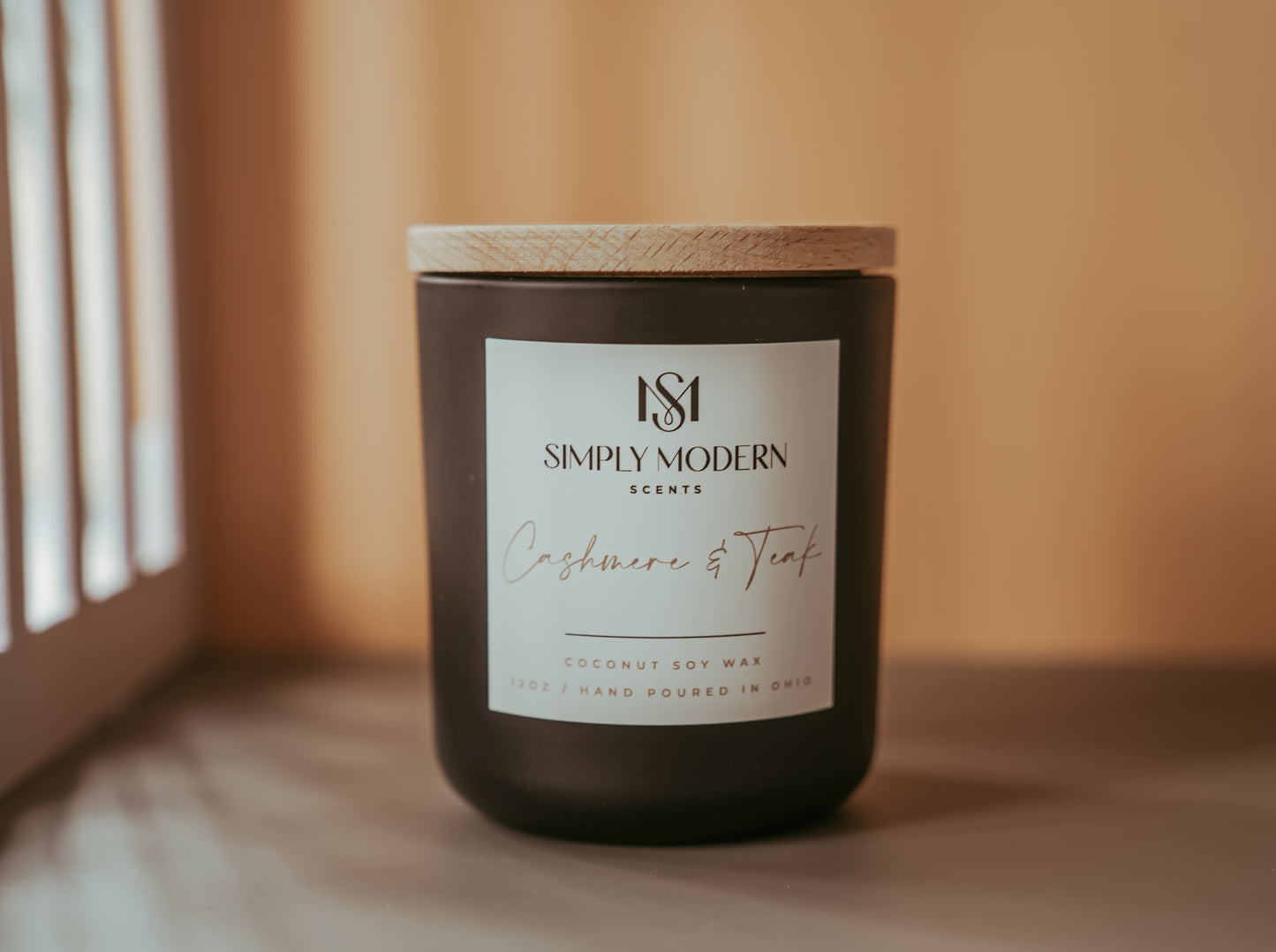 Cashmere & Teak | Black | Wood-Wick Coconut Soy Wax Candle