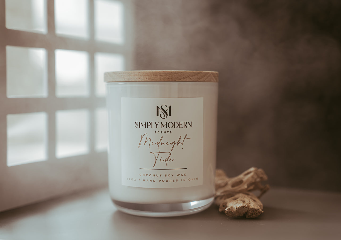 Midnight Tide | White | Wood-Wick Coconut Soy Wax Candle