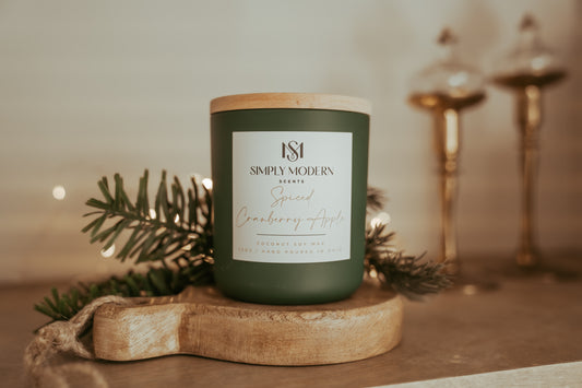 Spiced Cranberry Apple | Green | Wood-Wick Coconut Soy Wax Candle