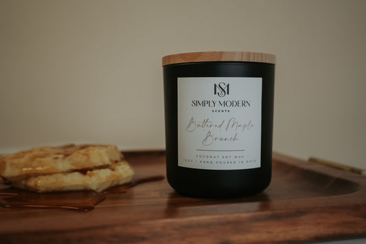 Buttered Maple Brunch | Black | Wood-Wick Coconut Soy Wax Candle