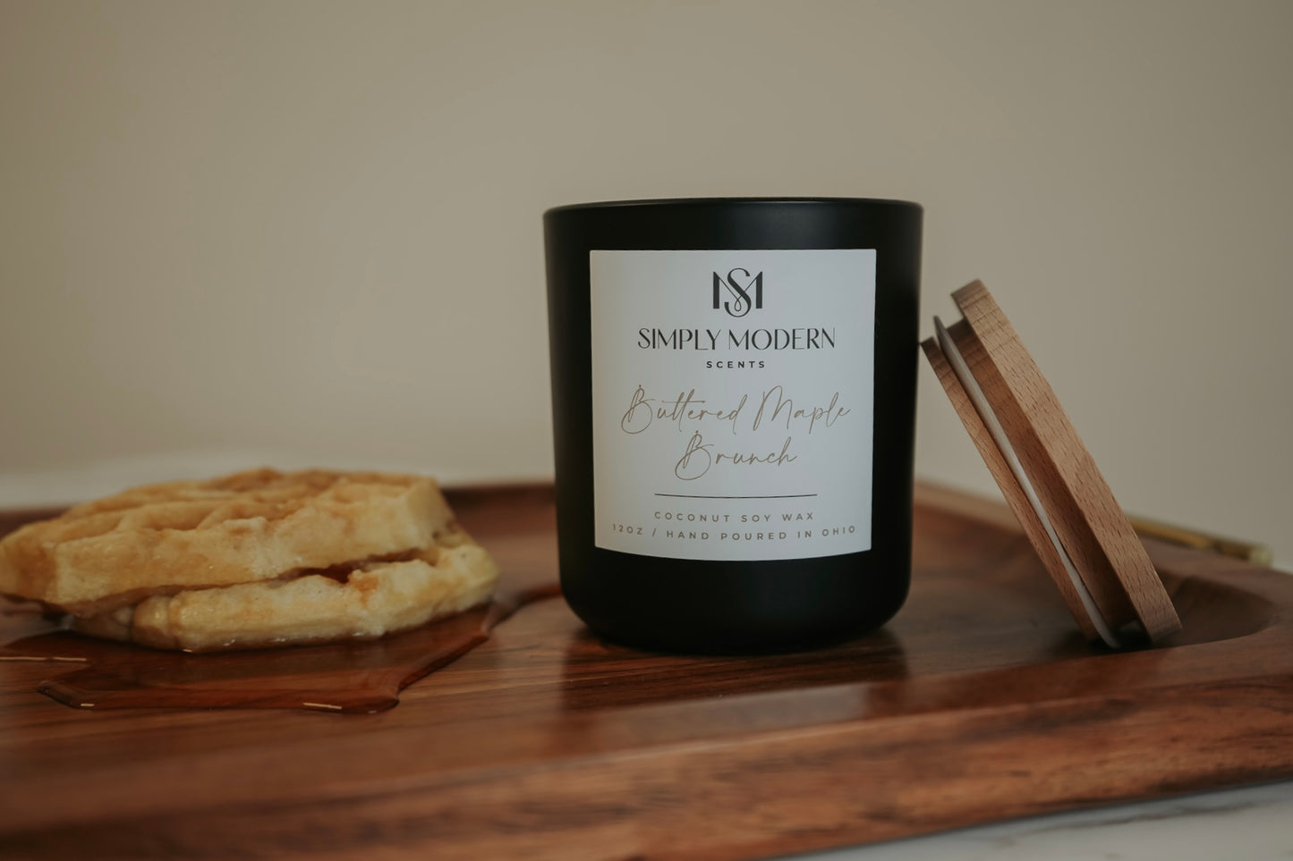 Buttered Maple Brunch | Black | Wood-Wick Coconut Soy Wax Candle