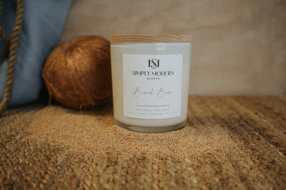Beach Bum | White | Wood-Wick Coconut Soy Wax Candle