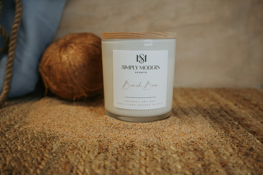 Beach Bum | White | Wood-Wick Coconut Soy Wax Candle
