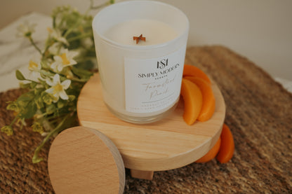 Farmstand Peach | White | Wood-Wick Coconut Soy Wax Candle