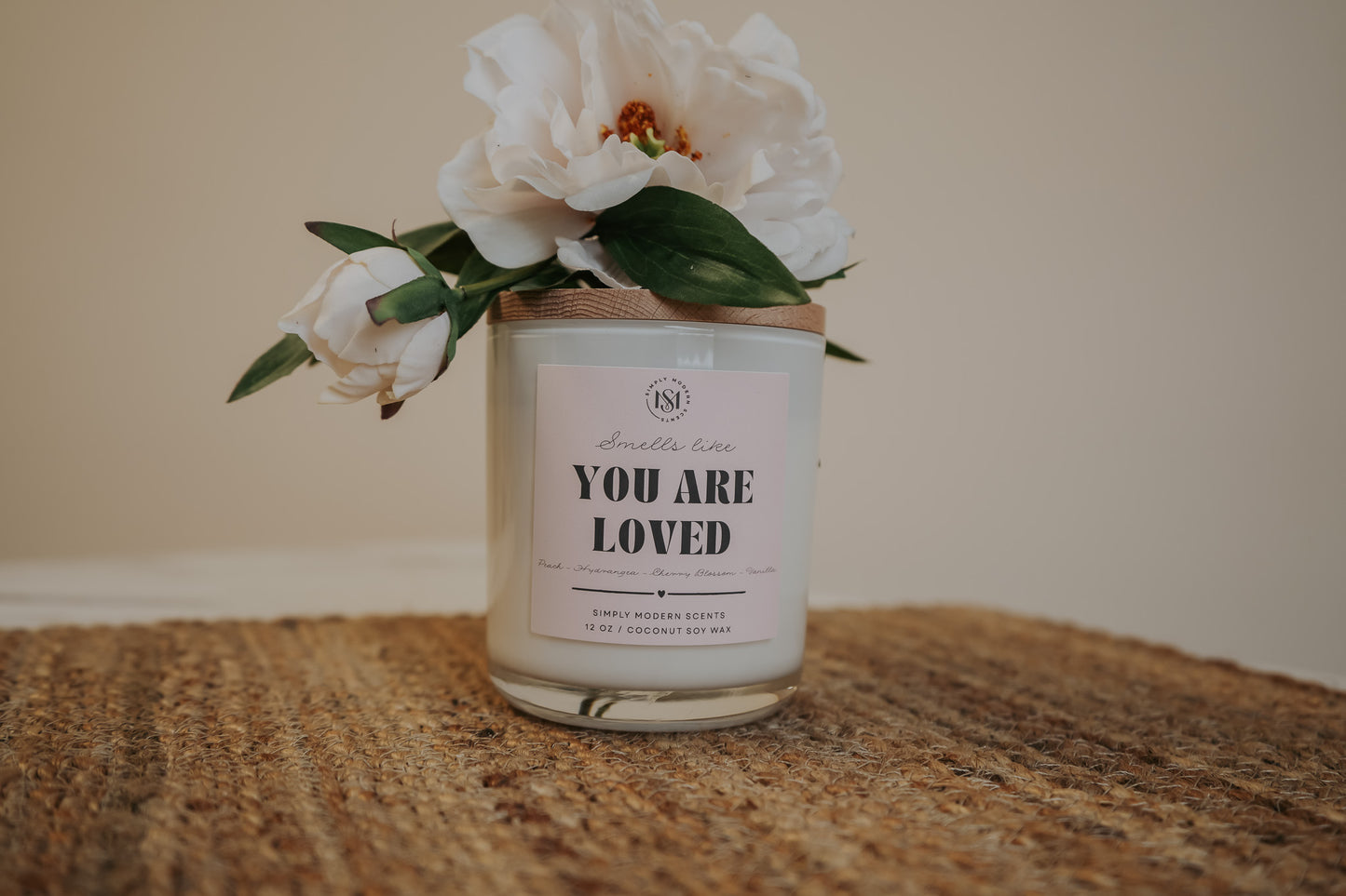 You Are Loved Valentine's Day | White | Wood-Wick Coconut Soy Wax Candle