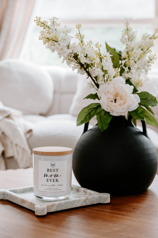 Best Mom Ever Cocoa Butter Cashmere | White | Wood-Wick Coconut Soy Wax Candle