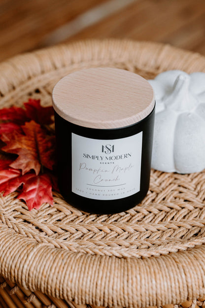 Pumpkin Maple Crunch | Black | Wood-Wick Coconut Soy Wax Candle