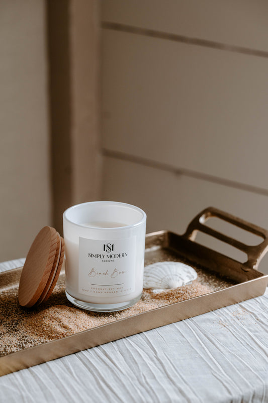 Beach Bum | White | Wood-Wick Coconut Soy Wax Candle