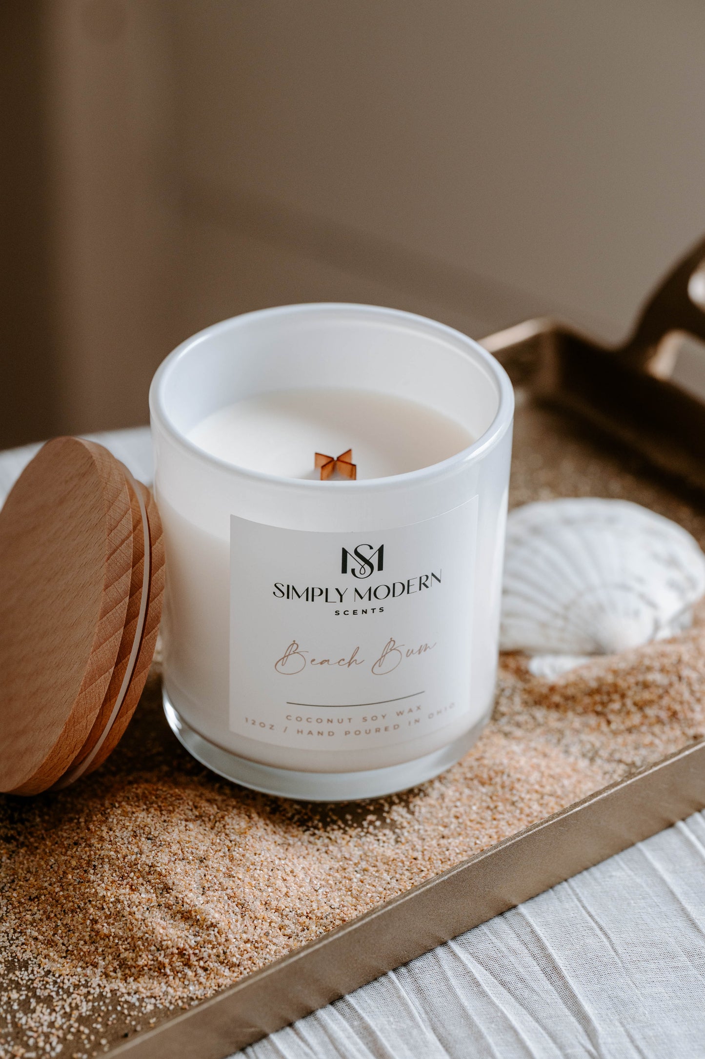 Beach Bum | White | Wood-Wick Coconut Soy Wax Candle