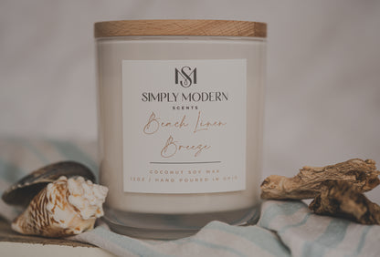 Beach Linen Breeze | Wood-Wick Coconut Soy Wax Candle