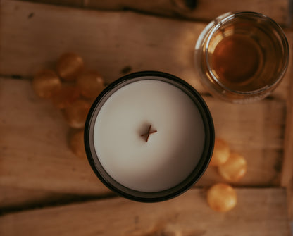 Butterscotch & Bourbon | Black | Wood-Wick Coconut Soy Wax Candle