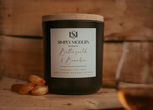 Butterscotch & Bourbon | Black | Coconut Soy Wax Candle