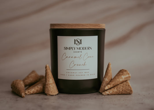 Caramel Cone Crunch | Black | Coconut Soy Wax Candle