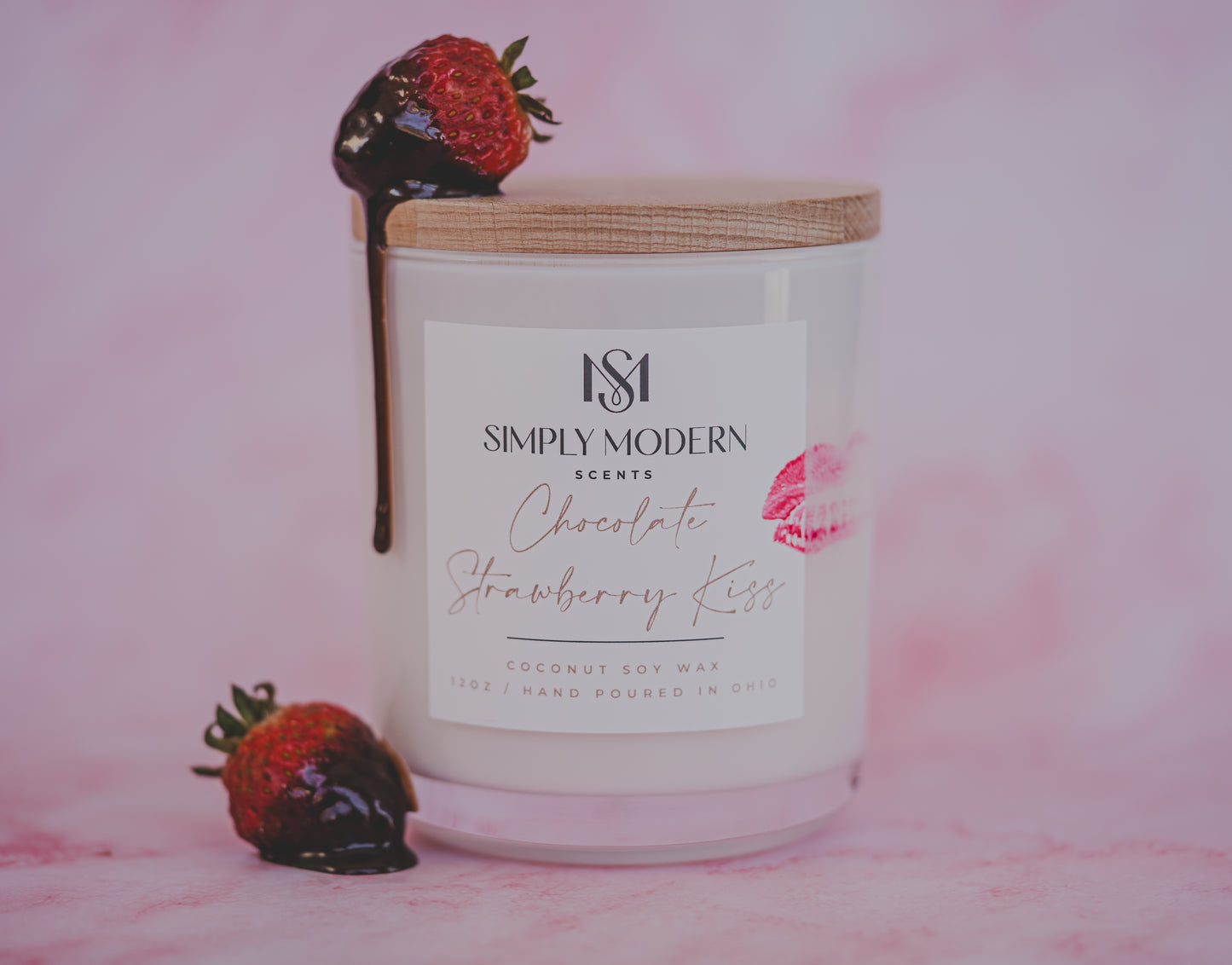 Chocolate Strawberry Kiss | White | Coconut Soy Wax Candle