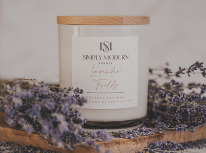 Lavender Fields | White | Wood-Wick Coconut Soy Wax Candle