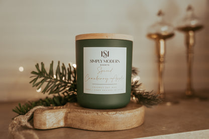 Spiced Cranberry Apple | Green | Wood-Wick Coconut Soy Wax Candle