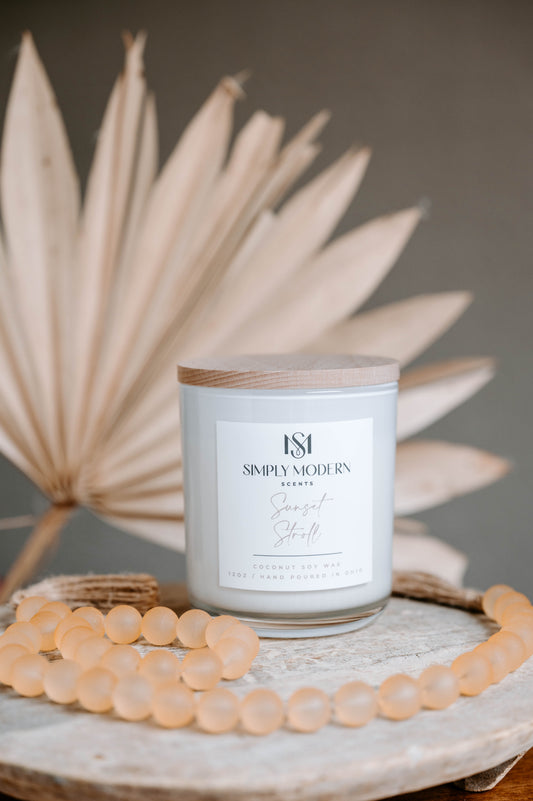 Sunset Stroll | White | Wood-Wick Coconut Soy Wax Candle