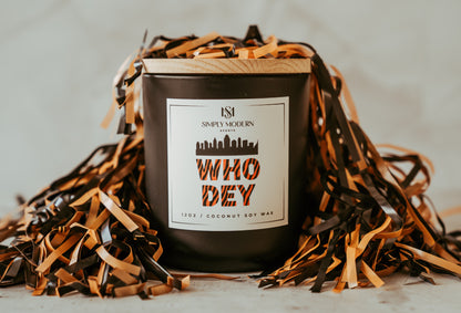Who Dey | Mahogany Teakwood | Wood-Wick Coconut Soy Wax Candle
