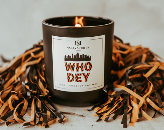 Who Dey | Mahogany Teakwood | Wood-Wick Coconut Soy Wax Candle